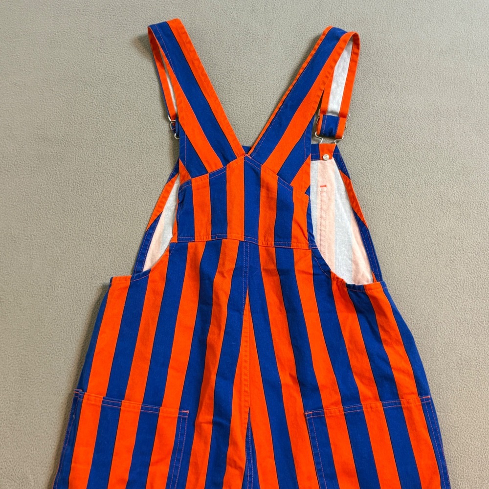 Game Bibs Orange Blue Striped Overalls Unisex Small Gameday Tailgate Cotton Bibs - Picture 2 of 9